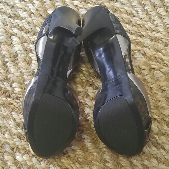 GUESS Pewter & Black Faux Snakeskin Heels - Picture 5 of 7